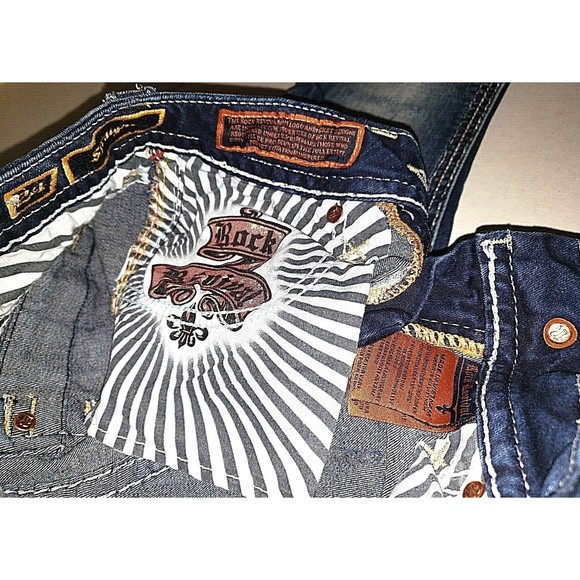 Rock Revival Betty Jeans Straight Women 24 Blue Medium Wash Stretch Thick Stitch - Picture 7 of 12